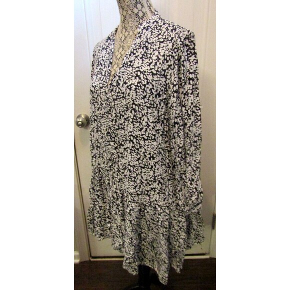 Zara Mini Dress Black White Print Ruffled Balloon Sleeves Womens Size XL - Picture 4 of 8